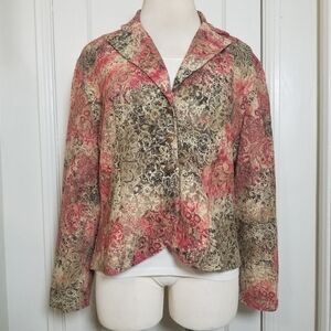 CLEVELAND STREET vintage Orange Tan Stretch Lace Blazer Jacket 2X
